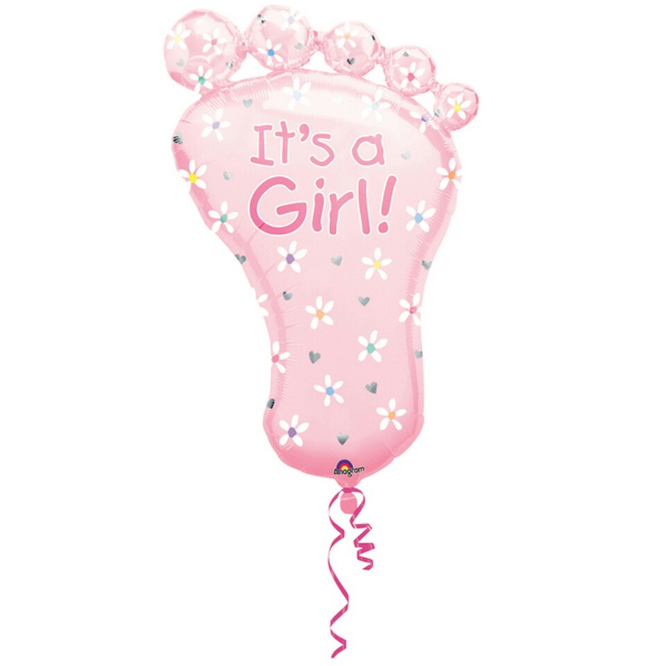Amscan Supershape Baby Foot Shaped Its A Boy/Girl Foil Balloon - Pink - One Size