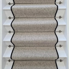 Herringbone Mirage Grey Stair Runner with 100 % Wool Edge