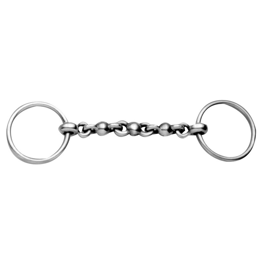 Korsteel Stainless Steel Waterford Loose Ring Bradoon Snaffle Bit - Silver - 4.5in