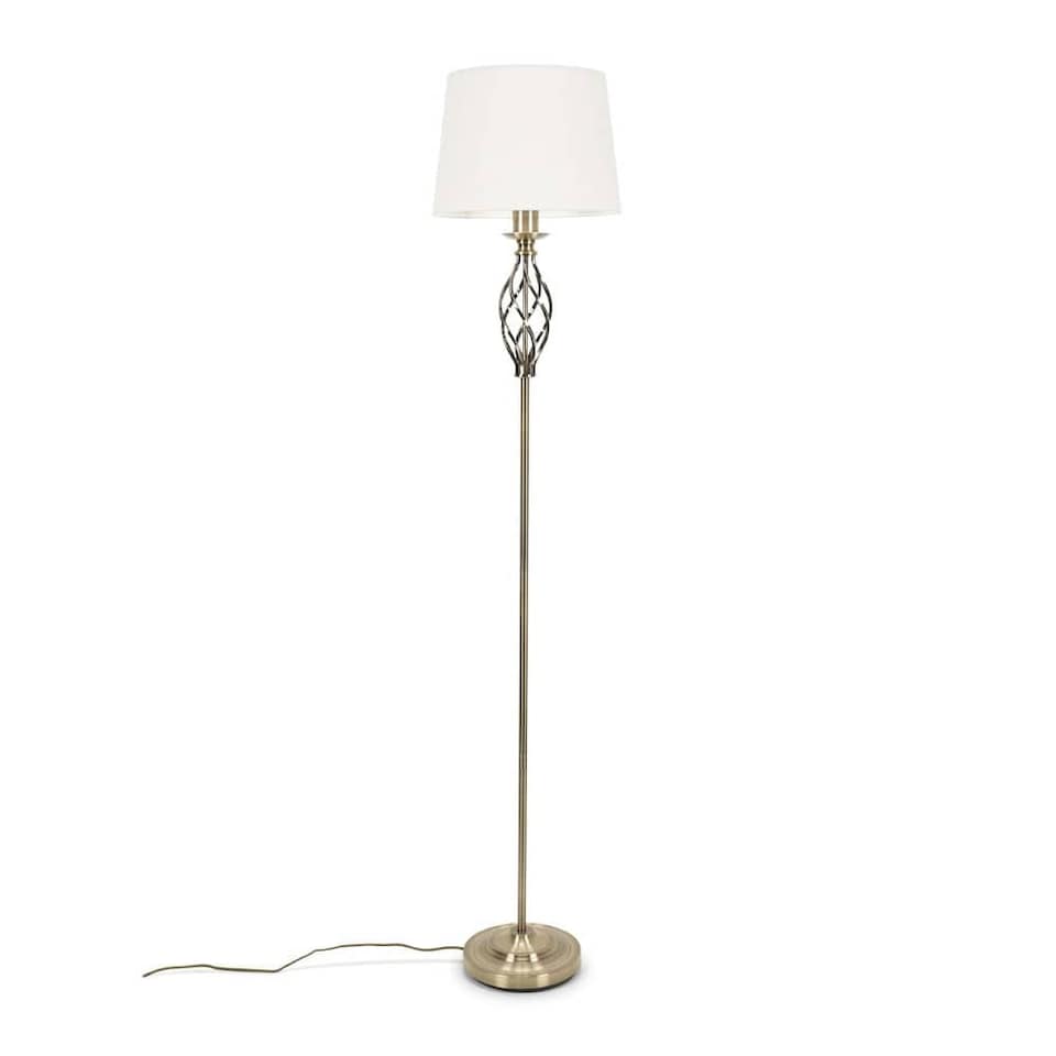 image 1 of ValueLights Memphis Antique Brass Twist Floor Lamp Base Only | Gold