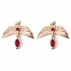 image 4 of Harry Potter Sterling Silver Rose Gold Plated Fawkes Earrings with Crystals HPSE0113