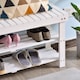 image 9 of HOMCOM Shoe Bench, 3-Tier Wooden Shoe Rack with Hidden Storage Compartment, Slatted Shelves, Home Storage Unit, Hallway Furniture, White, 90L x 29W x45H cm | White | White