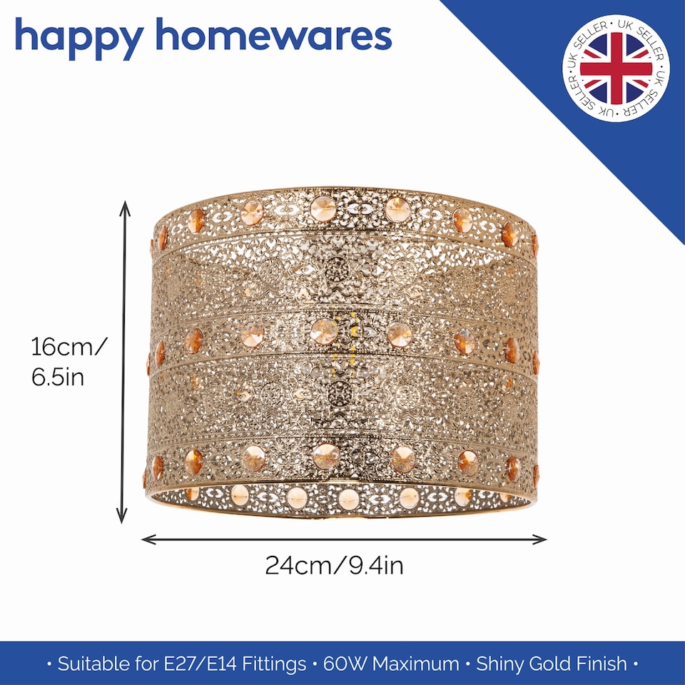 image 1 of Polished Gold Acrylic Gem Moroccan Style Chandelier Pendant Light Shade | Gold