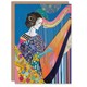 image 1 of Harpist Playing Harp Music Colourful Batik Style Birthday Card
