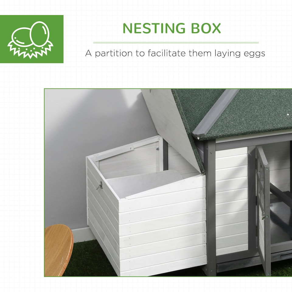 image 1 of PawHut Chicken Coop Hen Poultry House w/ Nesting Box Outdoor Run Patio Wooden