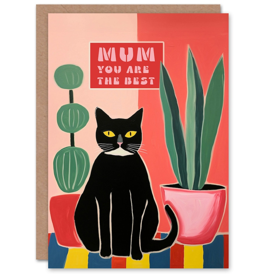 image 1 of Mothers Day Card You're Best Cat Lover Plants Mum Card
