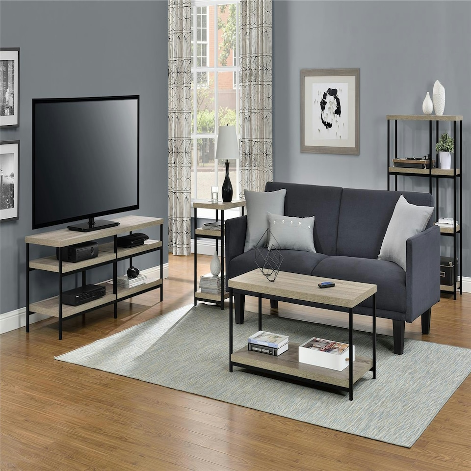 image 1 of Elmwood TV-Stand Distressed Grey Oak Grey | Distressed Grey Oak