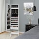image 3 of COSTWAY Freestanding Jewelry Cabinet Lockable Armoire w/Mirror White