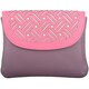 image 1 of Laser Cut Genuine Leather Credit Card Money Holder Wallet Purse Pink | Grape/Rose