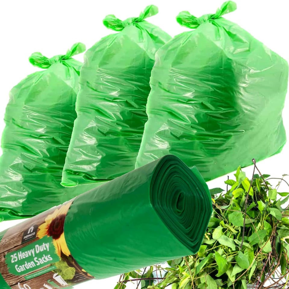 image 1 of 75 Bags (3 Rolls) Green 60L Garden Waste Bags Multipurpose Bin Liners Green