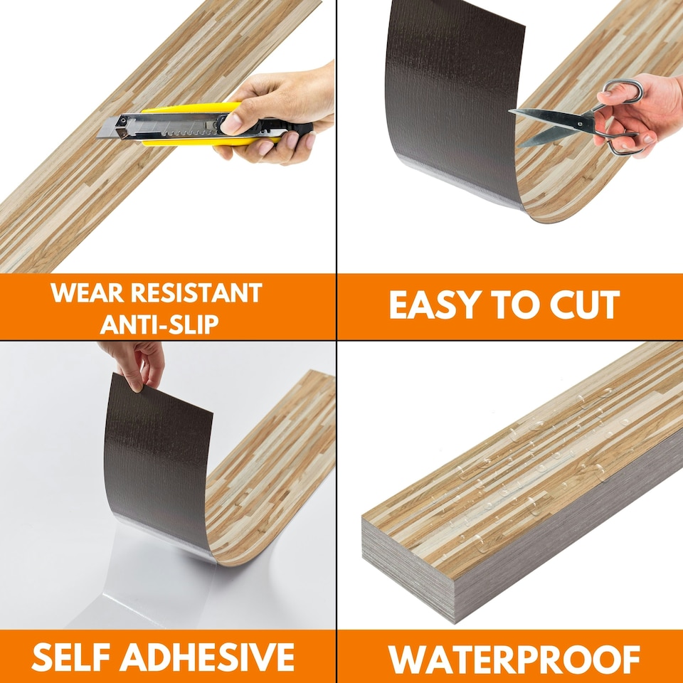 image 1 of Self Adhesive Floor Planks | 36x5.98in (91.4x15.2cm) Each | Peel & Stick Vinyl Flooring | Honeyline Grain Flow Wood Effect | DIY Waterproof Floor Tiles | Brown | 1.39 sqm