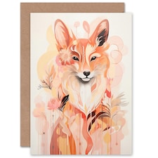 Floral Spirit Fox Animal Boho Calm Pastel Birthday Card