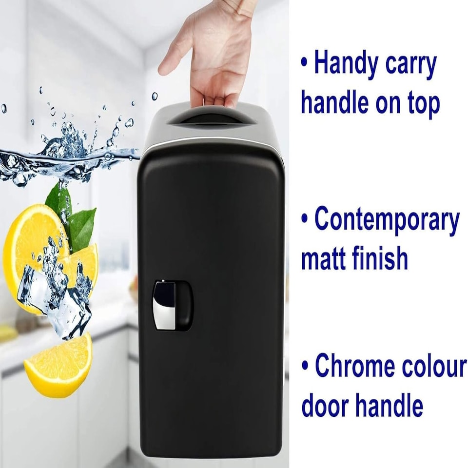 image 1 of Small Mini Fridge With UV Light Disinfection - 4 Litre / 6 can – Perfect for Skincare, Cosmetics, Food or Drink - Bedroom, Car or Games Room - Cools & Warms Black