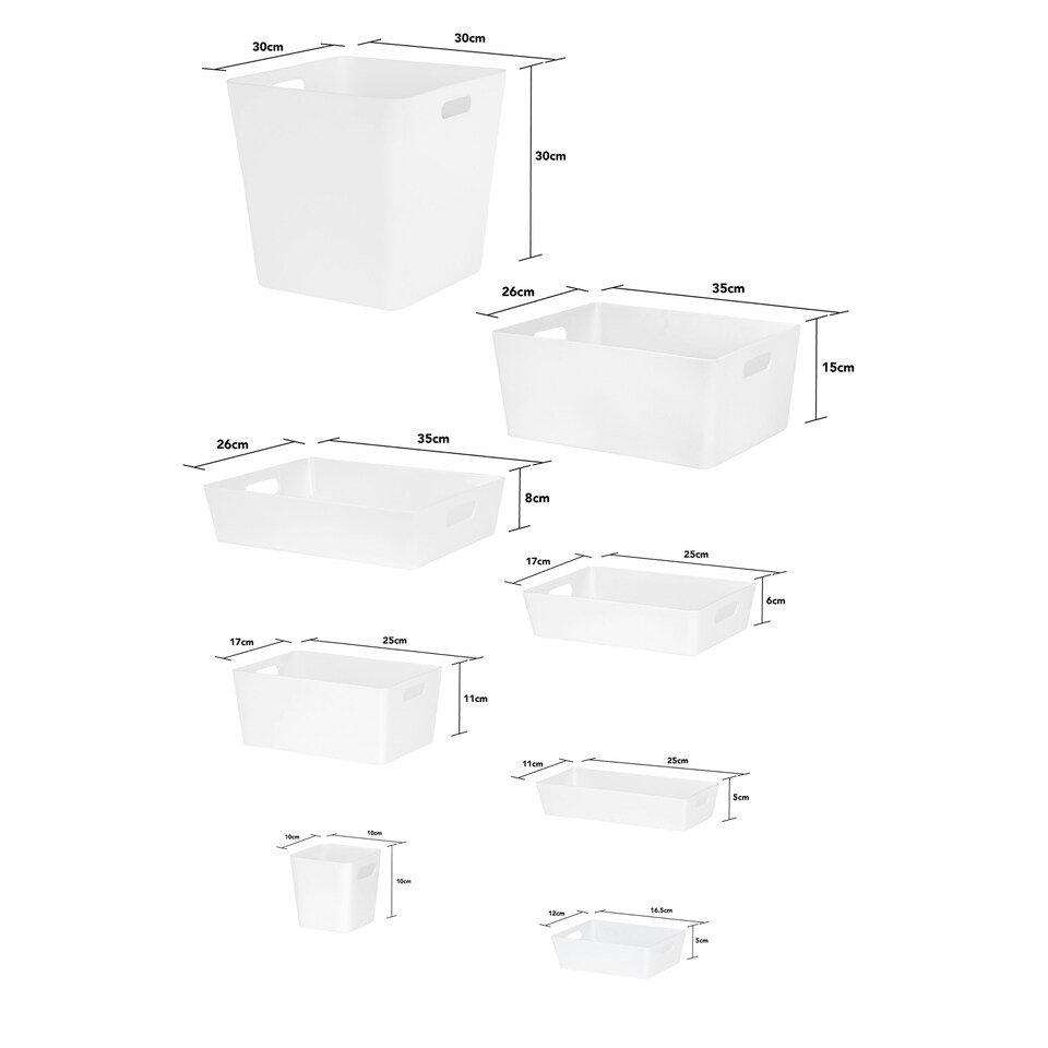 image 1 of Wham Studio 13 Piece Multi-Size Set Plastic Storage Baskets Ice White White