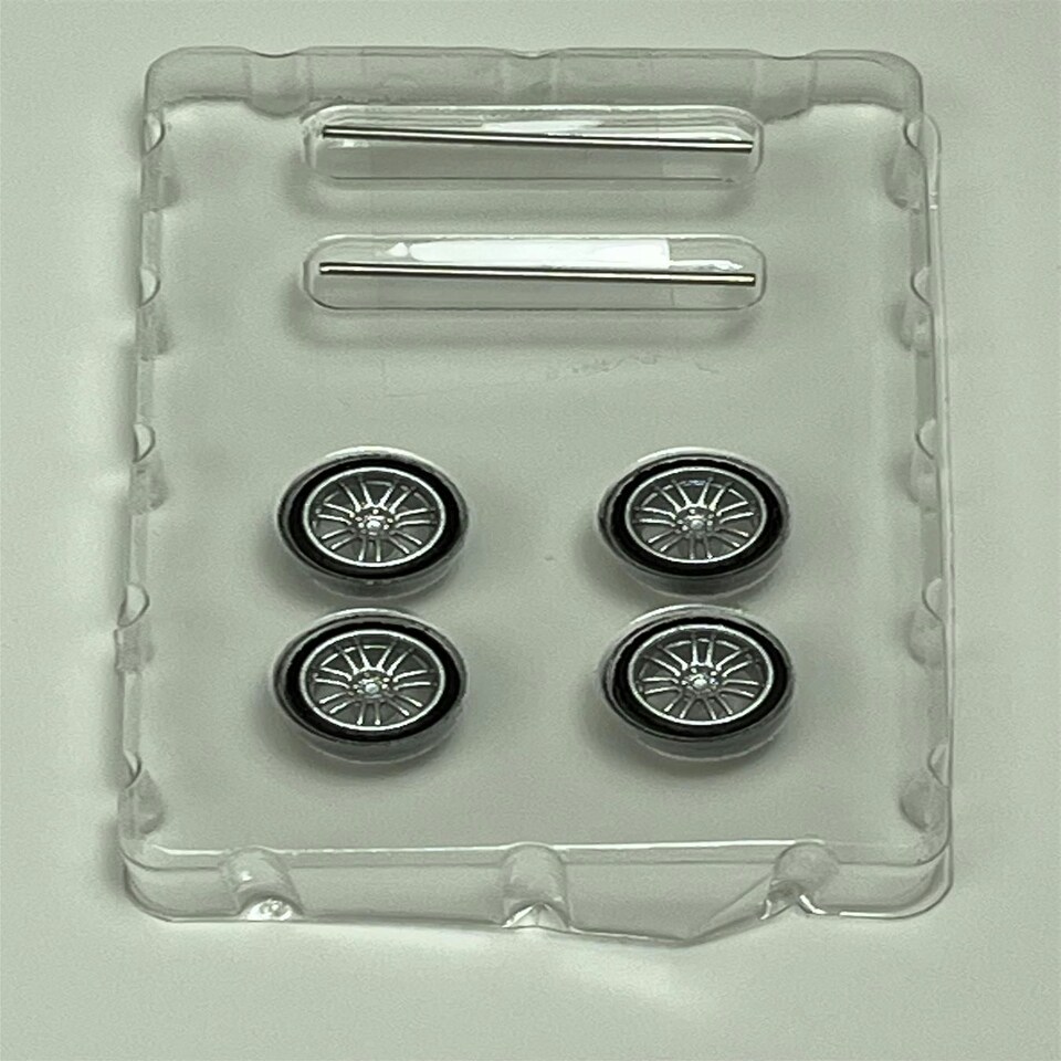 image 1 of BNDS Custom Wheel Parts Wheel and Tyre Set Silver 1:64 MOT Hobby BC26406SR