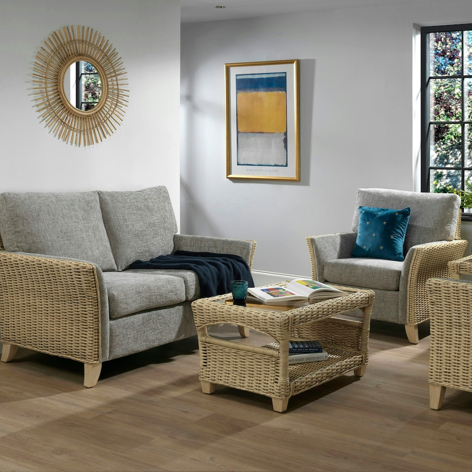 image 1 of Desser Arlington Natural Wash Rattan 2 Seater Sofa Set in Jubilee Grey - Conservatory Sofa Suite