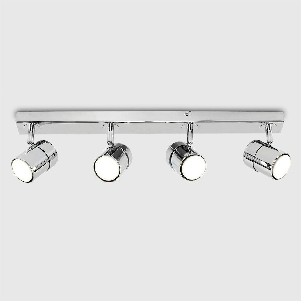 image 1 of ValueLights Modern 4 Way Straight Bar Ceiling Spotlight Fitting Polished Chrome Finish | Chrome