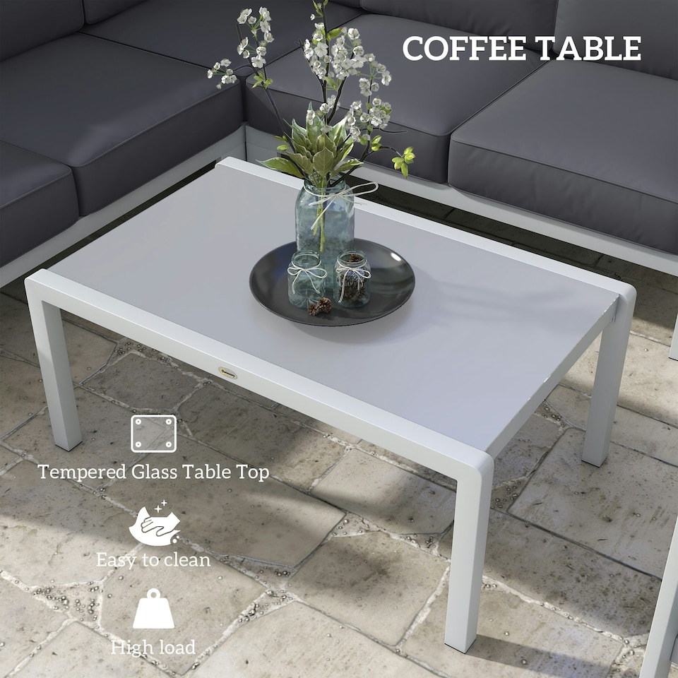 image 1 of Outsunny 5 PCs Garden Sofa Set w/ Cushions, Aluminium Furniture Sets, Grey