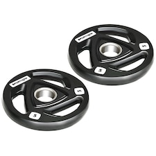 SPORTNOW Two 5kg Olympic Weight Plates for Barbell, with Tri-Grips