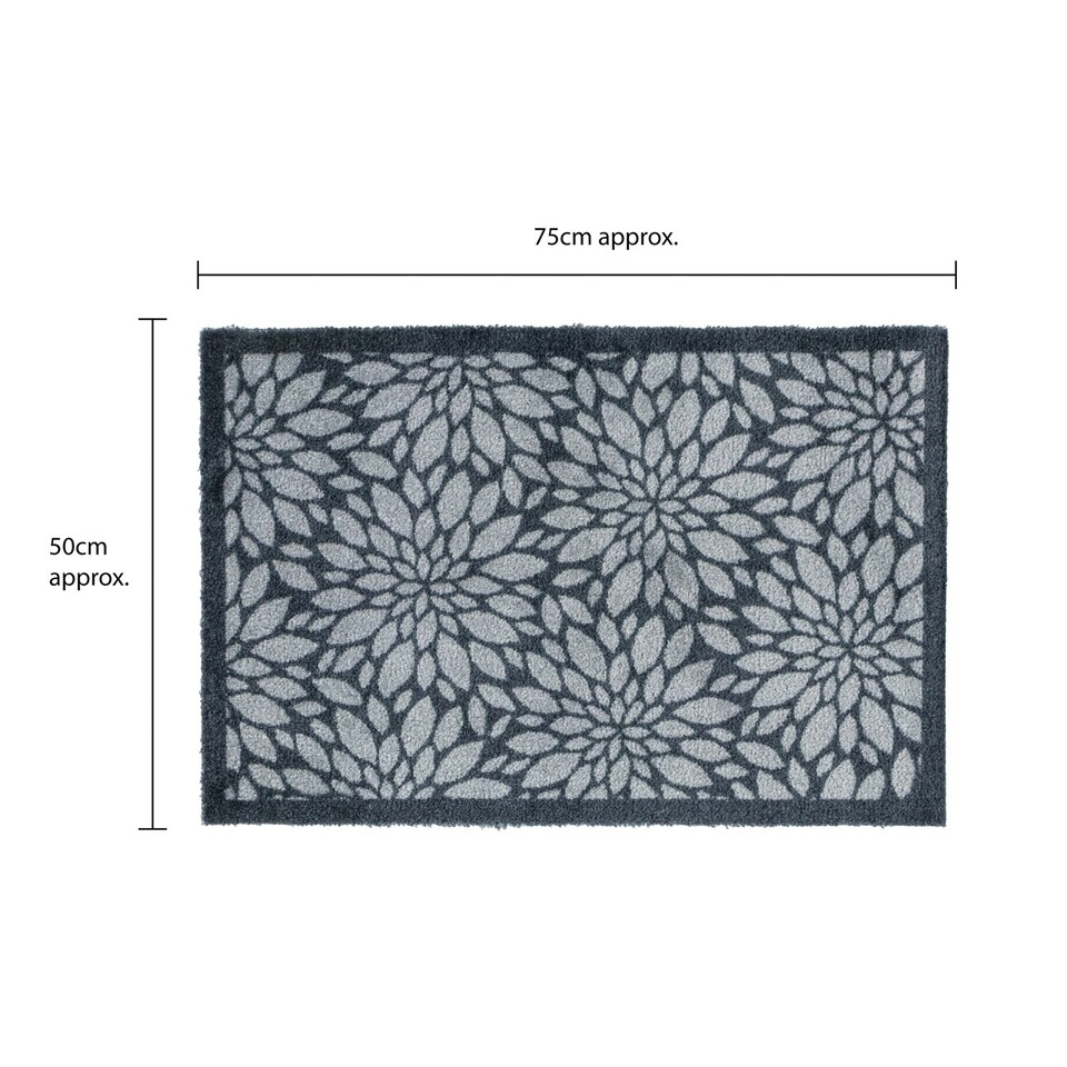 image 1 of JVL Mega Doormat - 50x75cm, Flowers