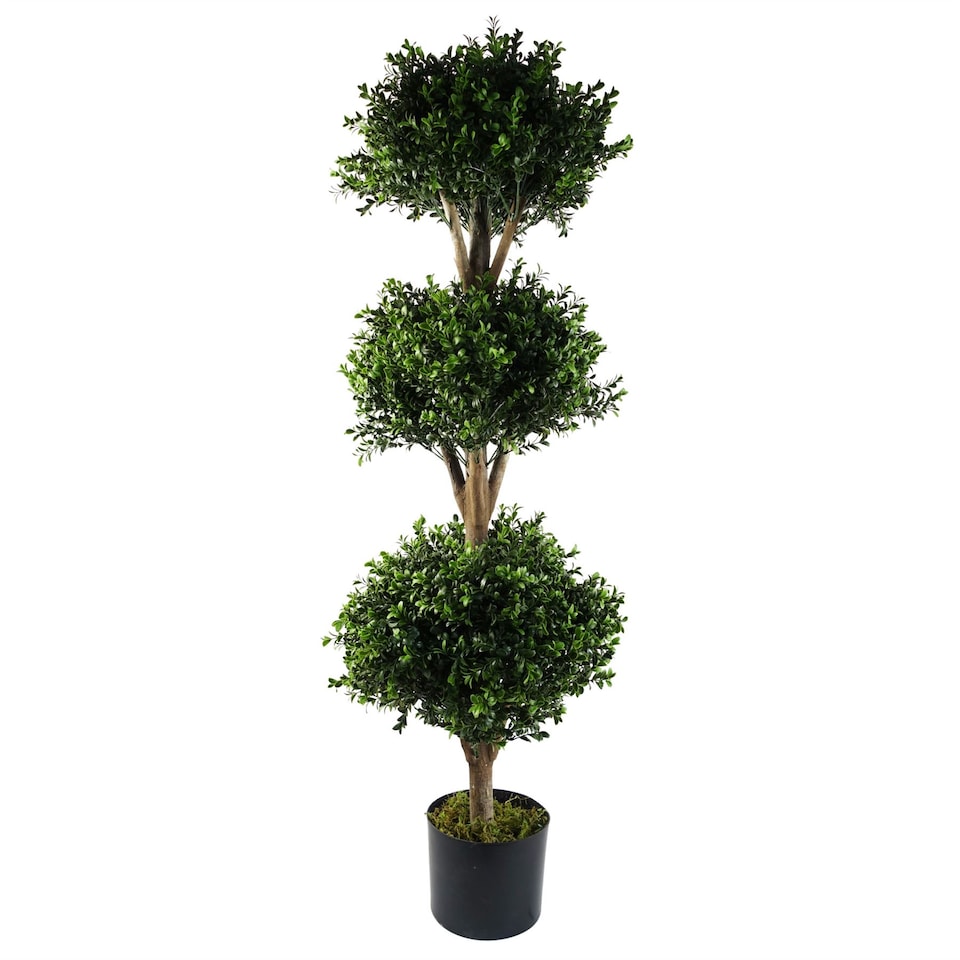 image 1 of Buxus Triple Ball Artificial Tree UV Resistant Outdoor Topiary  120cm Botanik | Green | One Size