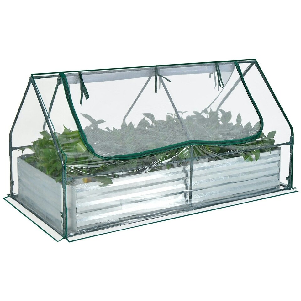 image 1 of COSTWAY Galvanized Raised Garden Bed Outdoor Planter Box Silver