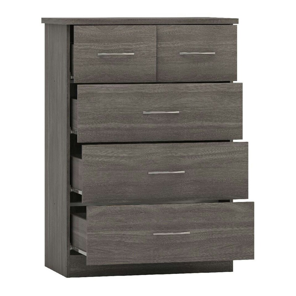 image 1 of Nevada 3+2 Drawer Chest Black | Black Wood Grain