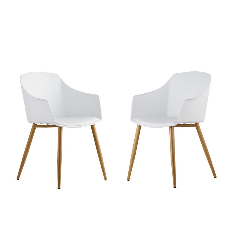 image 1 of Set of 2 Eden Modern Dining Chairs, Faux Leather Padded Cushion & Solid Wooden Legs Black