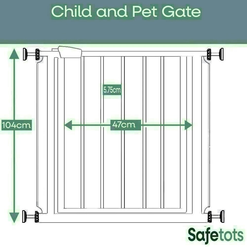 image 1 of Bettacare Child and Pet Gate Narrow, 68.5cm - 75cm, White, Extra Tall Gate 104cm in Height, Narrow Pressure Fit Stair Gate