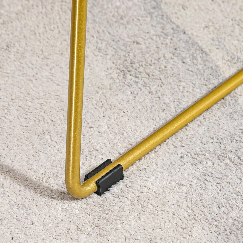 image 1 of HOMCOM Luxurious Dining Chairs Set of 2, Metal Wire Kitchen Chair with Removable Velvet-feel Cushion, Cut-out Back and Steel Frame for Dining Room, Gold Tone