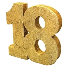 Happy 18 Birthday Gold Glitter Table Decoration