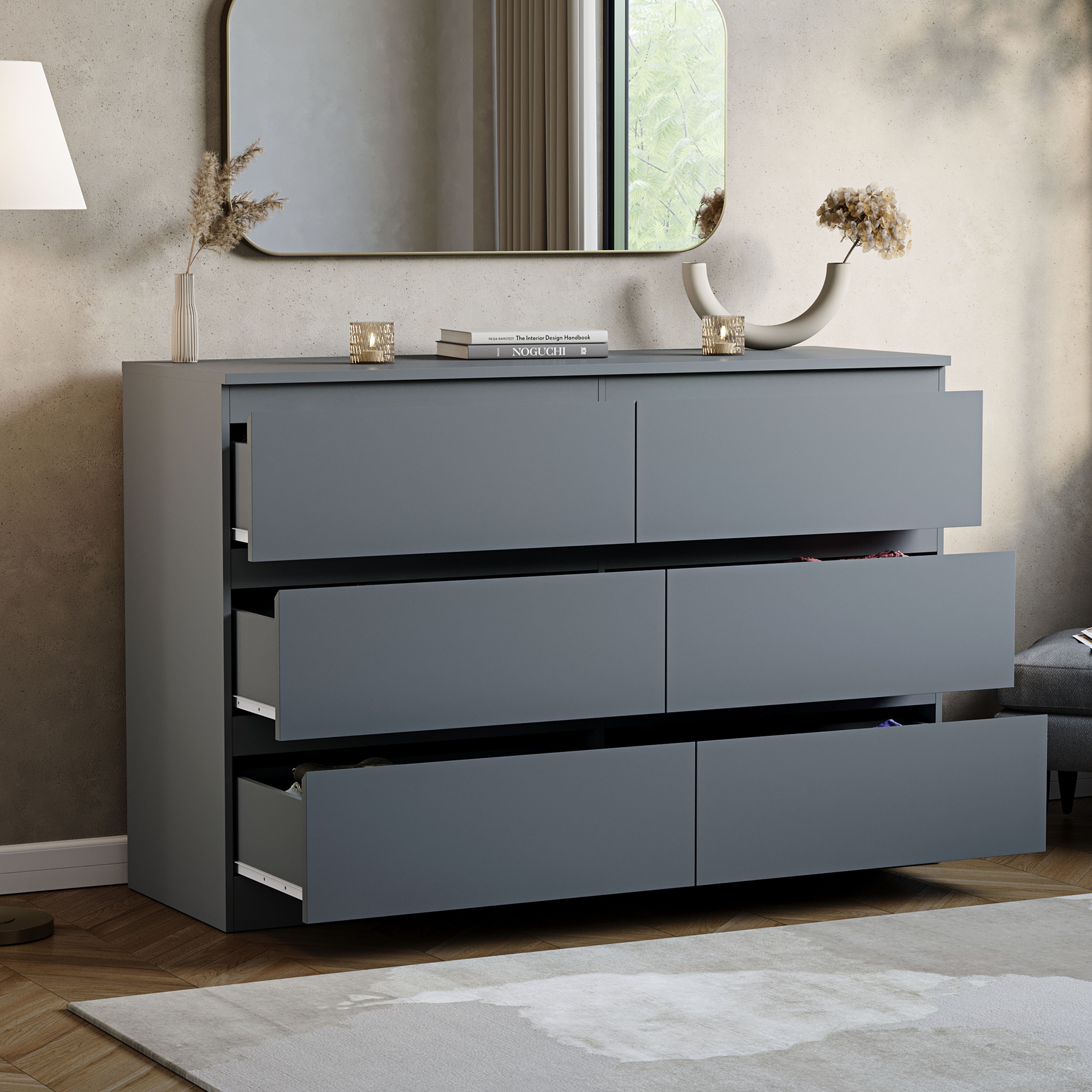 Vida Designs Denver 6 Drawer Chest of Drawers Bedroom Storage