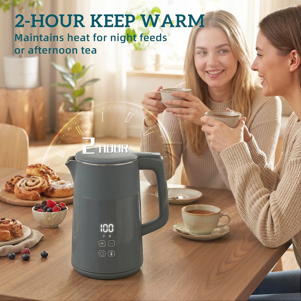image 1 of HOMCOM 1.7L Fast Boil 3000W Electric Kettle with LED Display