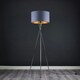 image 2 of ValueLights Camden Chrome Tripod Floor Lamp Grey & Copper Shade & Bulb | Copper