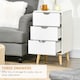 image 4 of HOMCOM Bedside Table, Bedside Cabinet with 3 Drawers, Side End Table with Pine Wood Legs for Bedroom Living Room, White