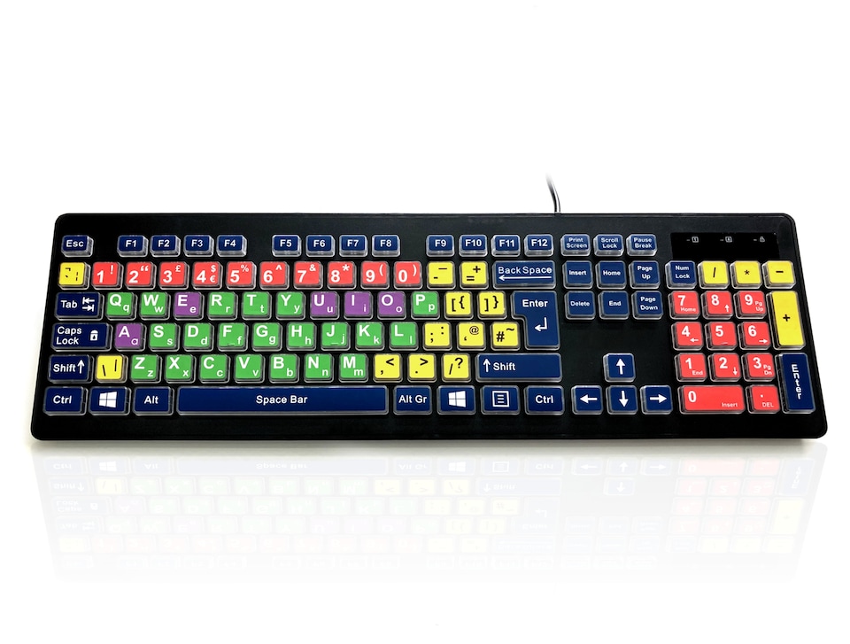 image 1 of Accuratus Rainbow 2 Mix Keyboard - USB Mixed Colour Childrens SEN Keyboard with Extra Large Font & Mixed Colour Keys