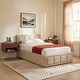 image 1 of Vida Designs Vanita Single Ottoman Lift Up Storage Space Fabric Bed Frame, Beige