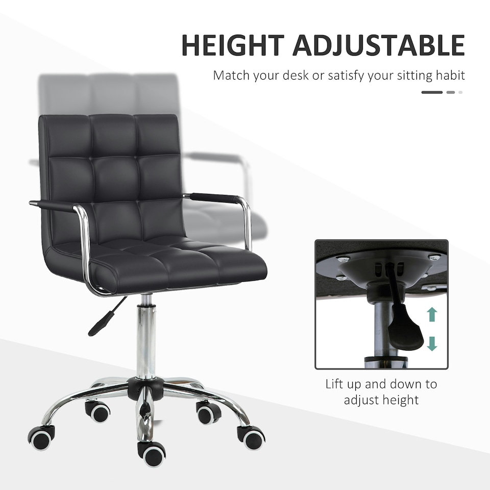 image 1 of Vinsetto Mid Back Home Office Chair Swivel Computer Chair with Armrests, Black