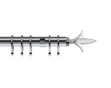 35mm Fixed Length Metal Curtain Pole Set Satin Silver Fleur de Lys Finial 125cm | Silver | Silver