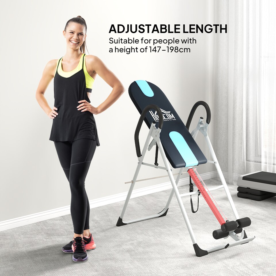 image 1 of HOMCOM Foldable Therapy Gravity Inversion Table AB Exercise Bench Home Fitness