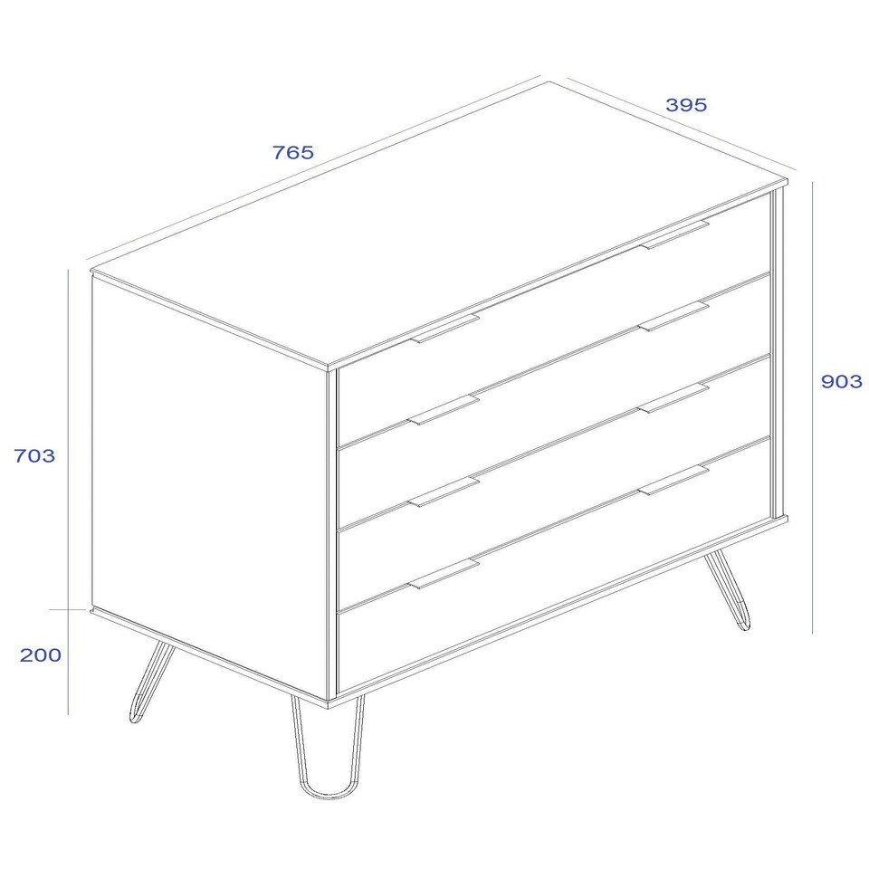 image 1 of Core Products Augusta Driftwood 4 Drawer Chest of Drawers H90.3cm x W76.5cm x D39.5cm Cream