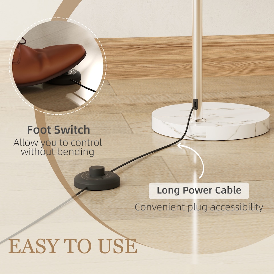 image 1 of HOMCOM Modern Standing Lamp with Shade & Foot Switch, Orange | Orange | Orange