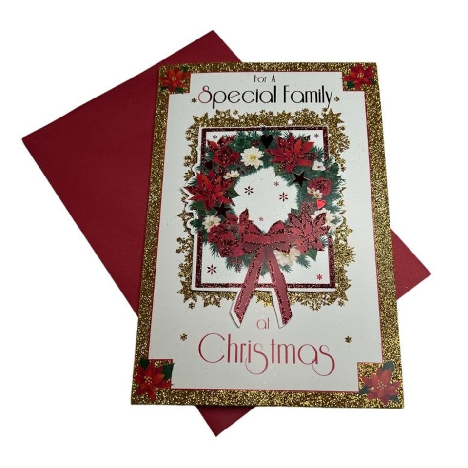image 1 of To a Special Family Floral Wreath Design Christmas Card