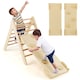 image 3 of COSTWAY 2-in-1 Triangle Climbing Set Wooden Toddler Climbing Triangle Ladder with Ramp
