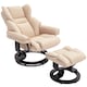 image 1 of HOMCOM PU Leather Manual Reclining Armchair Footstool Padded Seat Cream