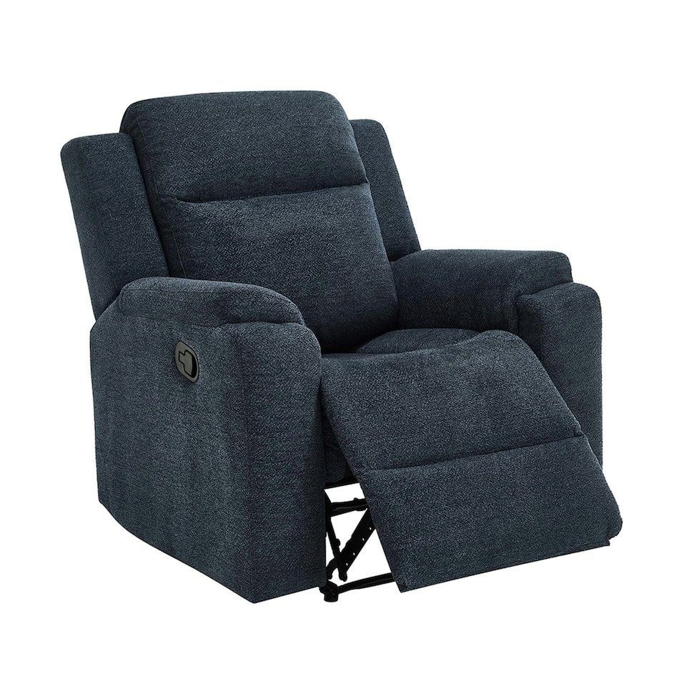 image 1 of Orka Manual Recliner Chenille Fabric Chair Blue
