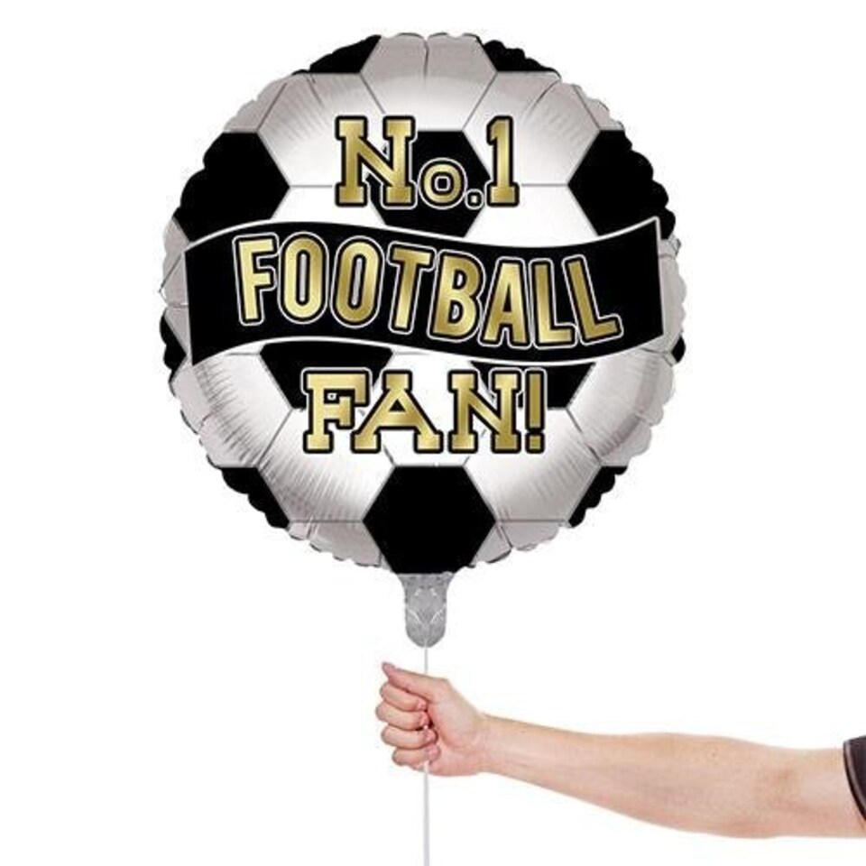 image 1 of Black & White No. 1 Football Fan Round Foil Helium Balloon 46cm / 18 in | Black