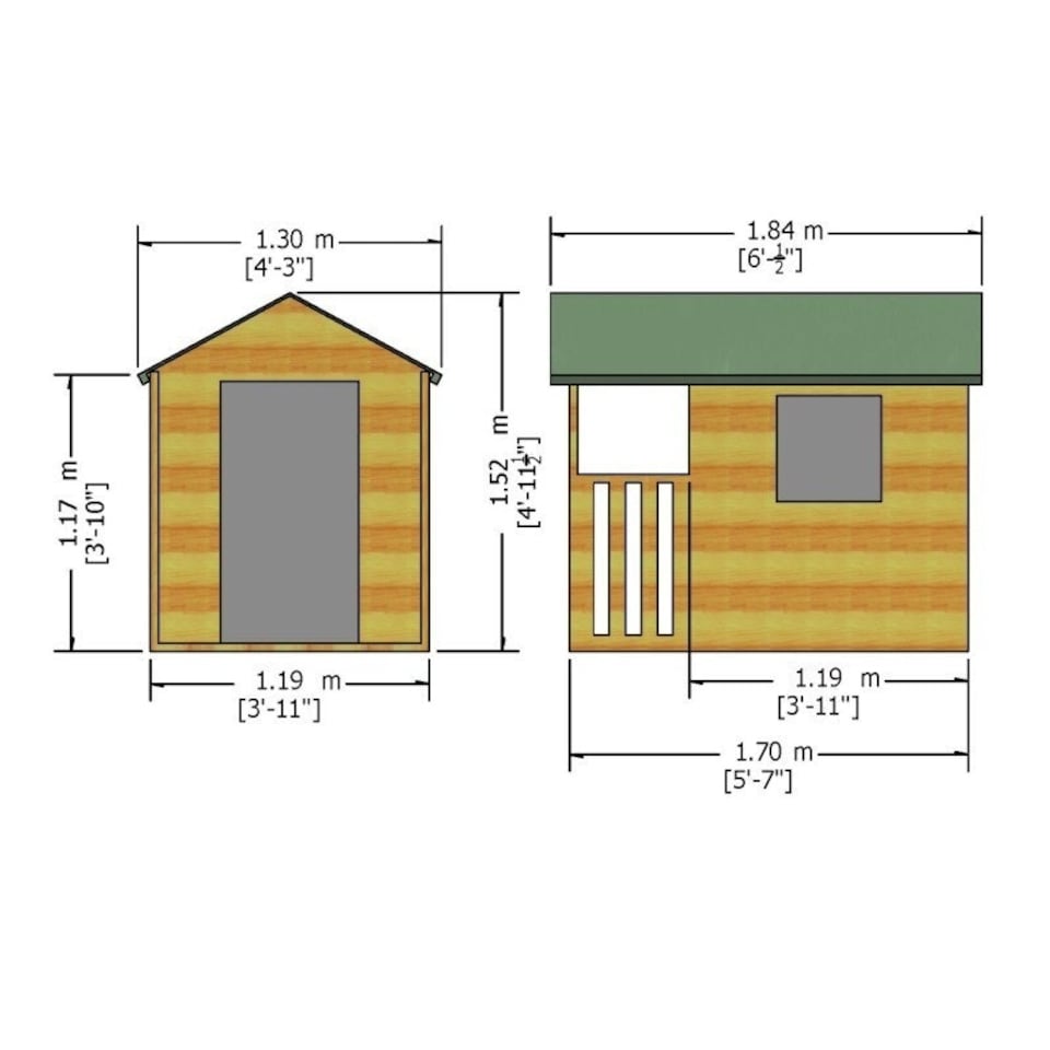 image 1 of Hide 4 x 4 Feet Single Door with One Fixed Window Playhouse Brown