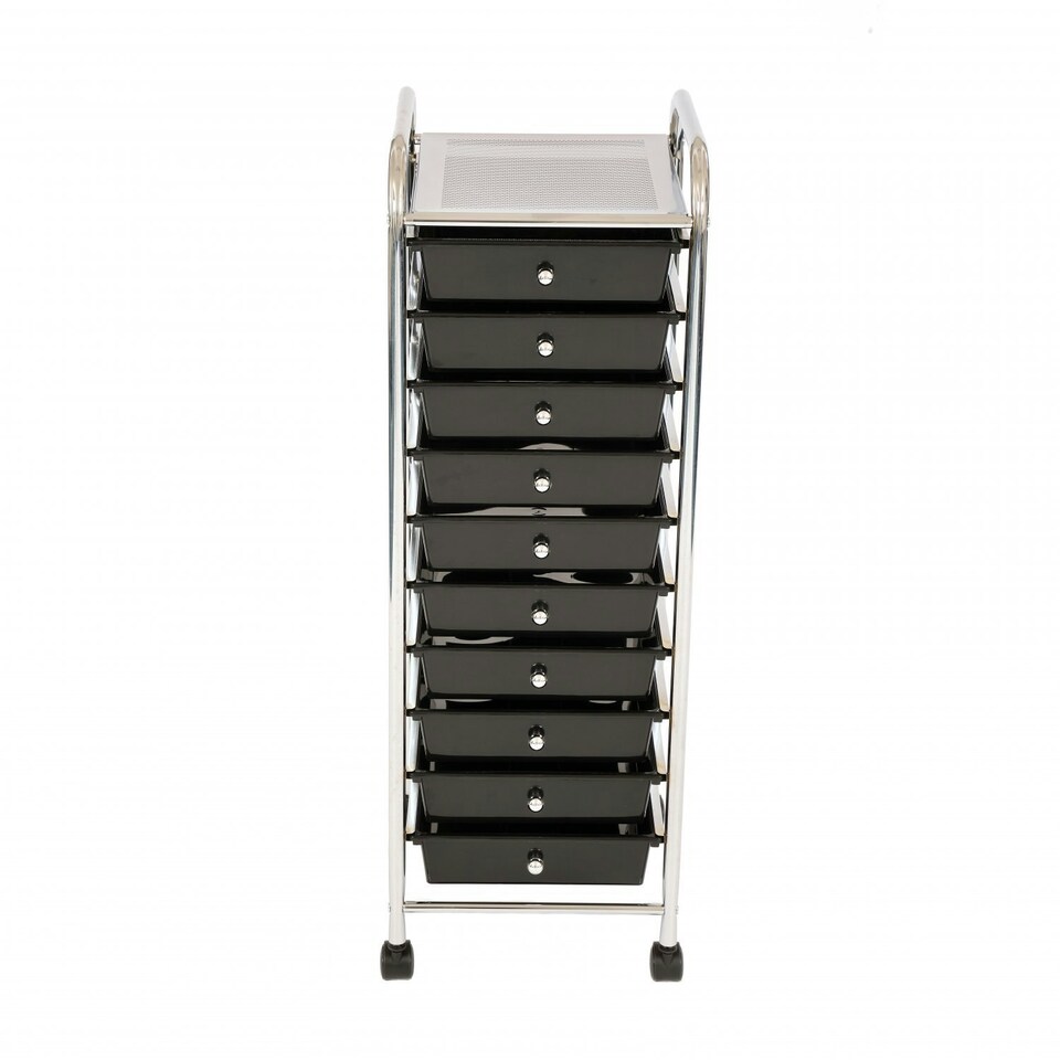 image 1 of Oypla 10 Drawer Storage Mobile Makeup Salon Trolley Portable Storage Organiser Black