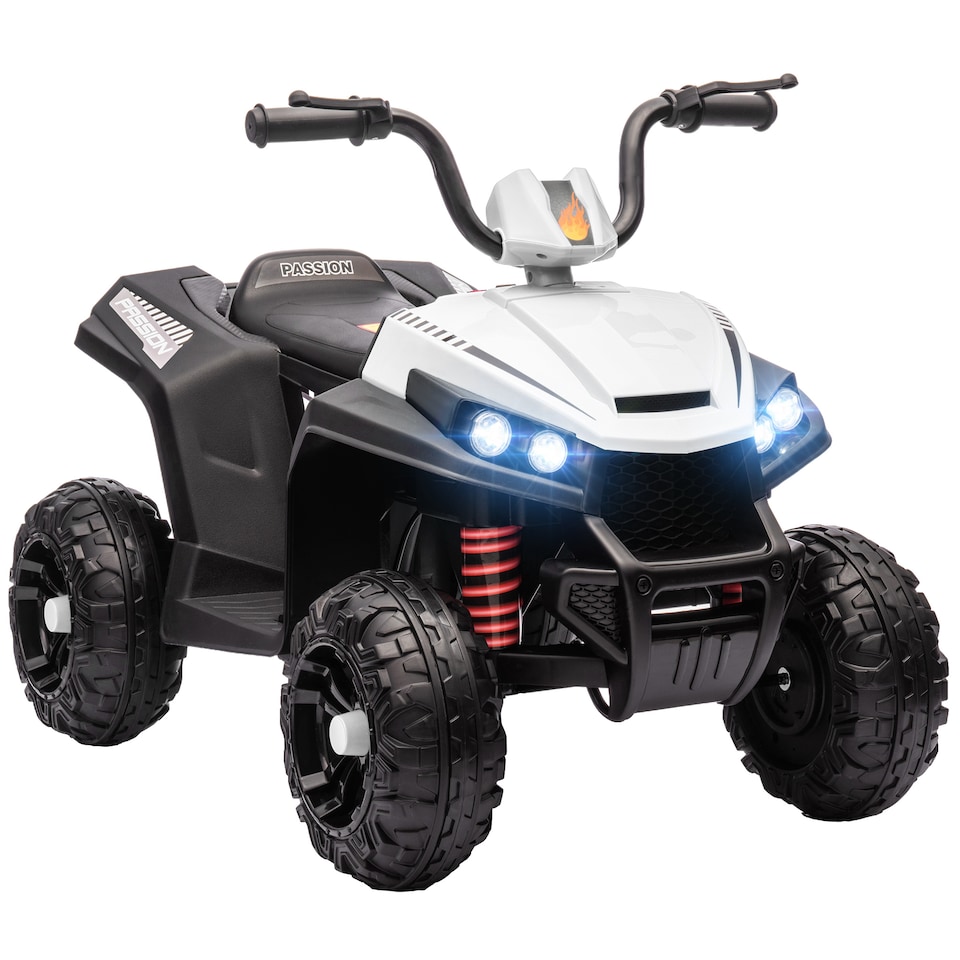 image 1 of AIYAPLAY Kids Quad Bike, 12V Electric Ride on ATV with 4 Wheels Spring Suspension, LED Light, Music, MP3, 5KMithH Battery Powered, for Ages 3-5 Years, White